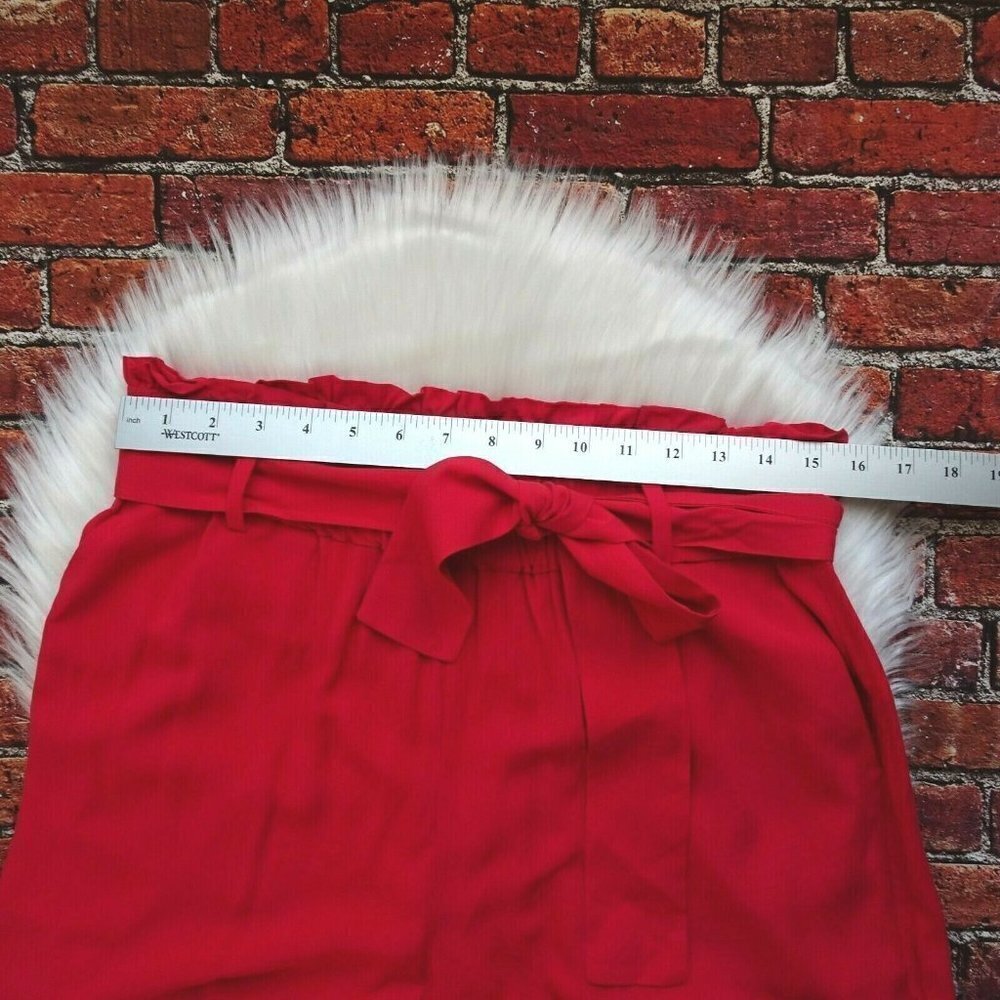 J. Crew Women's Paperbag Shorts Red Tie Waist Sash Pull-On Fashion Chic Size M - Picture 10 of 13